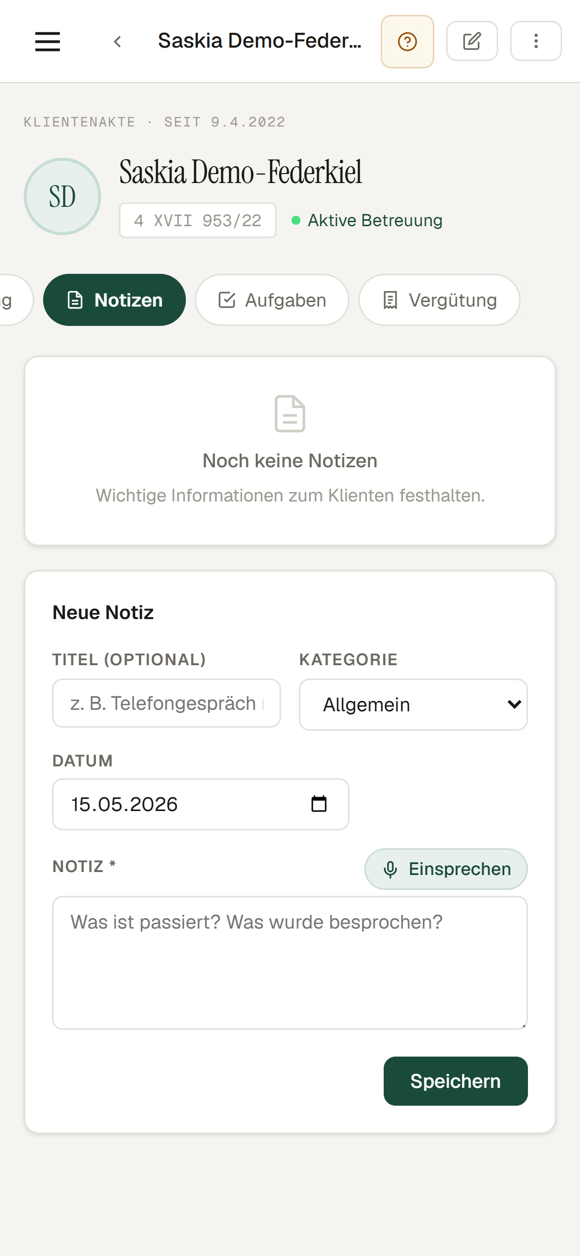 Notiz einsprechen unterwegs